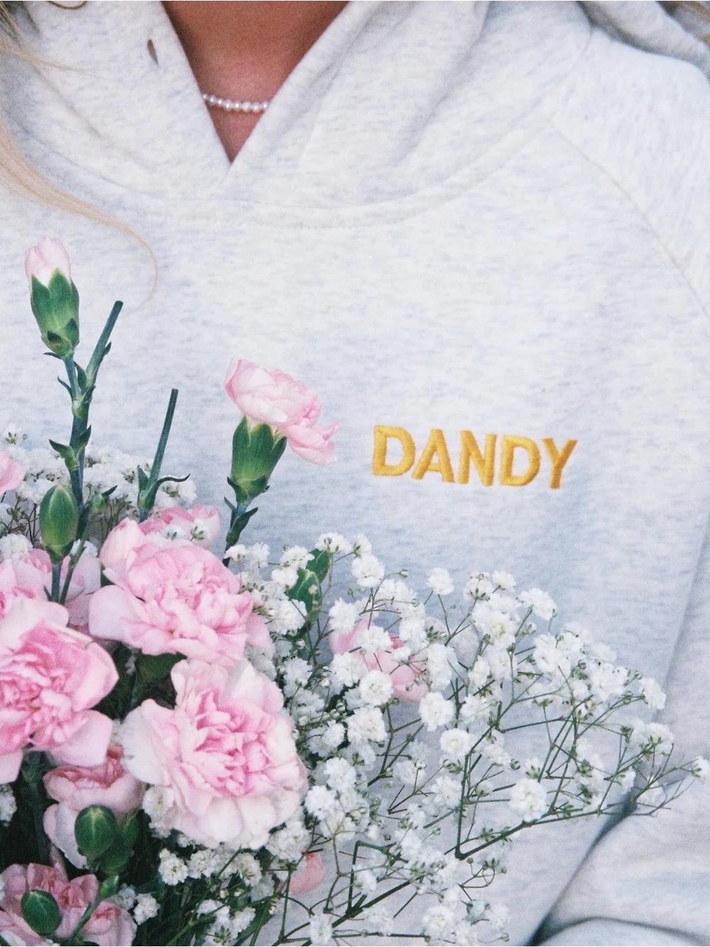 Dandy Light Gray Hoodie with Floral Pocket Embroidery - Picture 6 of 8